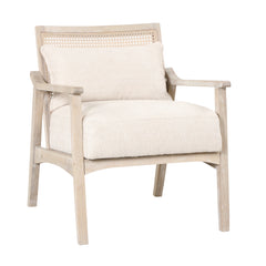 Farmhouse Style Accent Chair with Lumbar Pillow - Natural