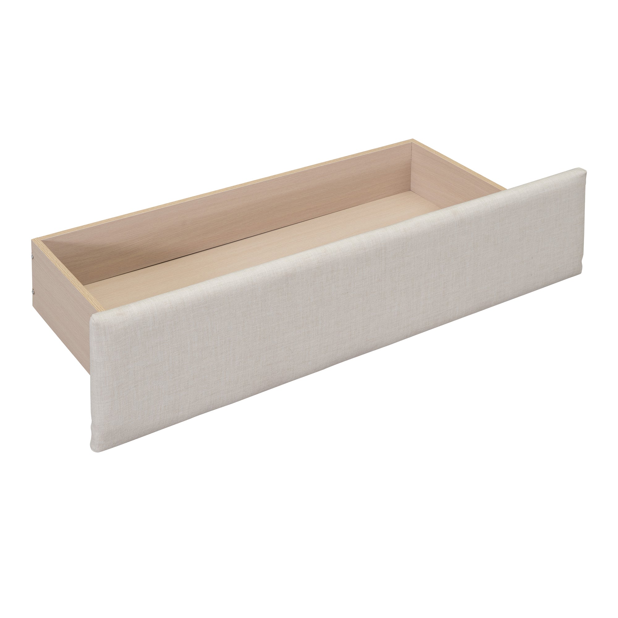Twin Size Upholstered Platform Bed with 2 Drawers - Beige
