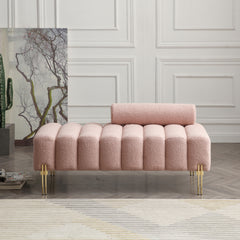 53.2" Width Modern 2 Seater Sofa Bench with Gold Metal Legs - Pink Rose