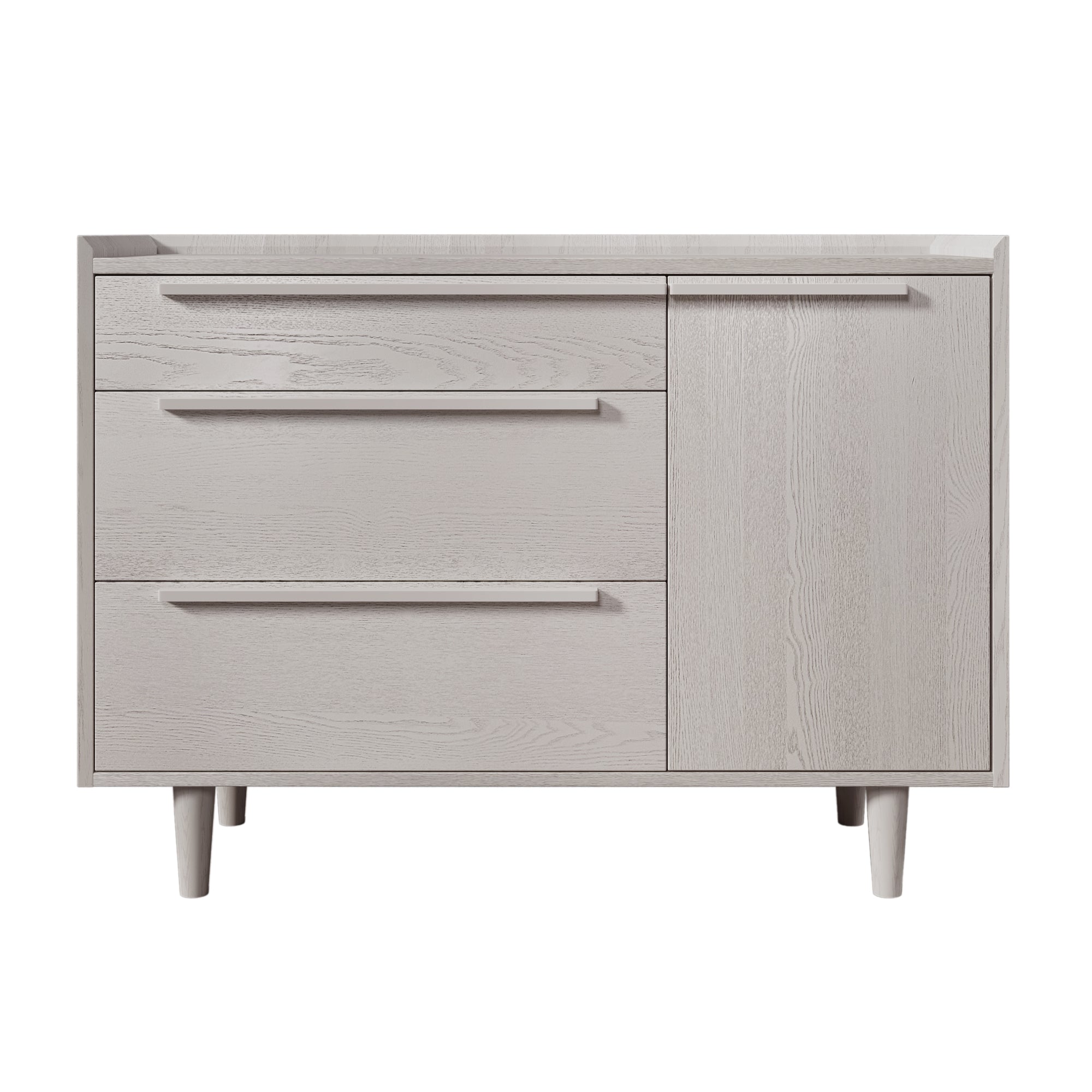 Modern Style Manufactured Wood 3-Drawer Dresser with Solid Wood Legs - Stone Gray