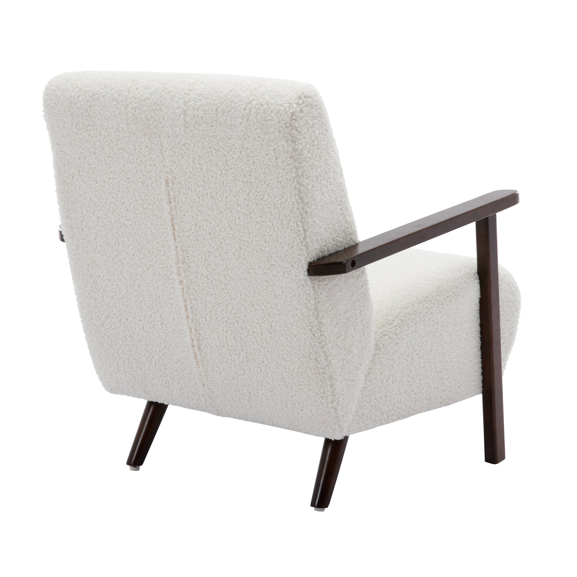 Wood Frame Modern Accent Chair Lounge Chair - White Teddy