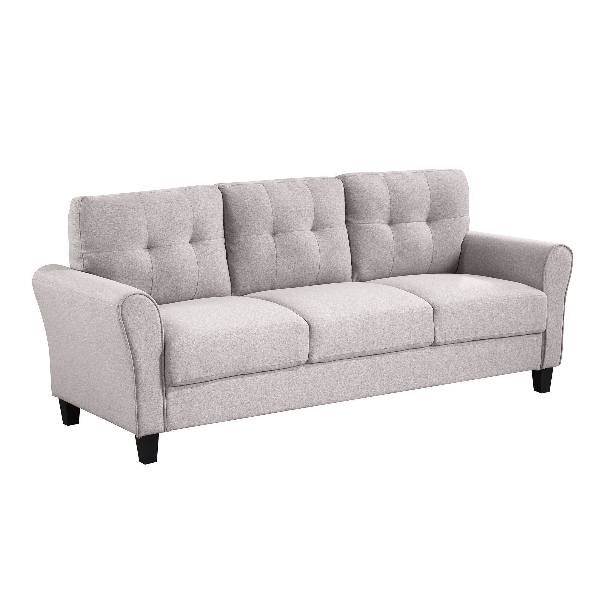 Modern Living Room Sofa Linen Upholstered Couch Furniture for Home or Office - Light Grey