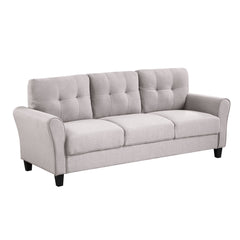 Modern Living Room Sofa Linen Upholstered Couch Furniture for Home or Office - Light Grey