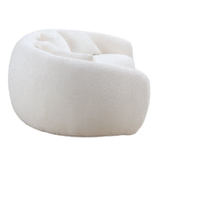 102'' 5-Seater Boucle Sofa Modern Sectional Half Moon Leisure Couch Curved Sofa Teddy Fleece - Velvet Beige