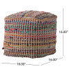 Handcrafted Boho Fabric Pouf - Sage and Multi-Color