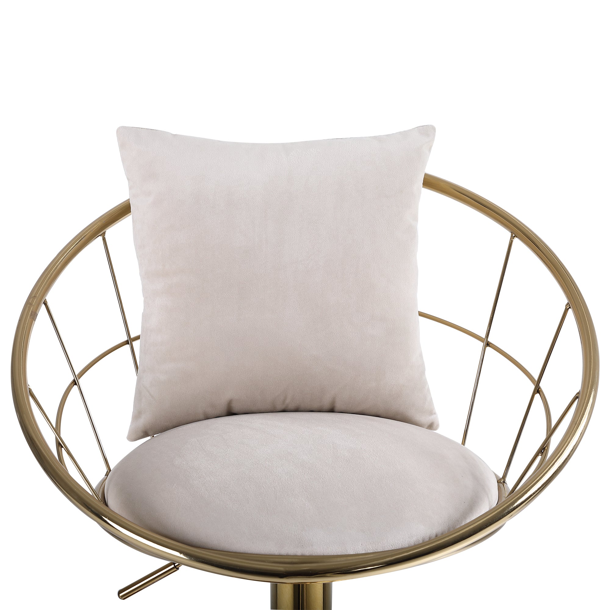 Bar Chair Pure Gold Plated Adjustable Height (Set of 2) - Off-White Velvet