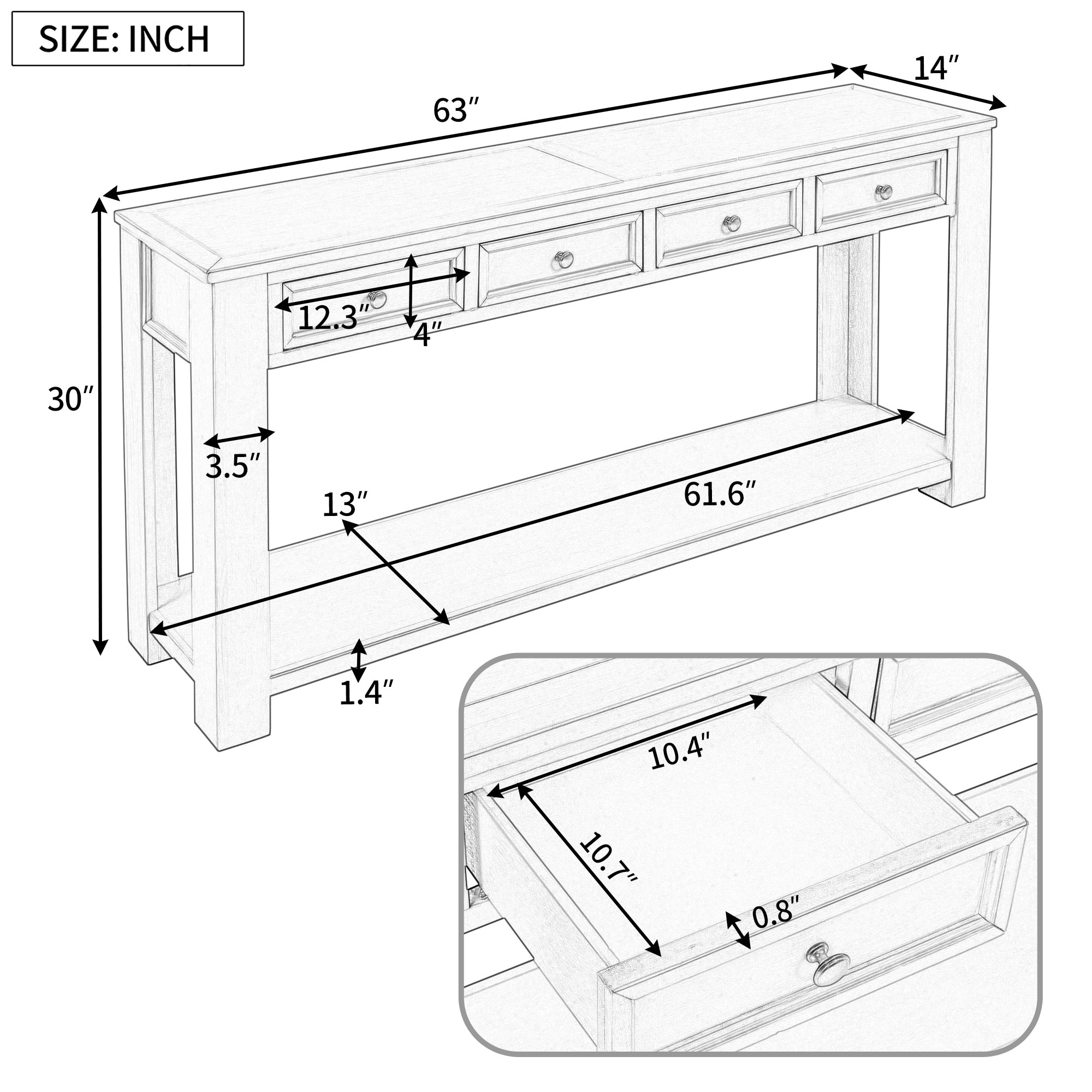 Console table with drawers