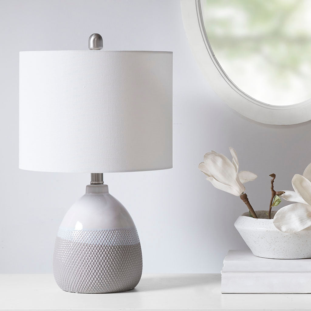 Ivory/Grey Ceramic Textured Table Lamp