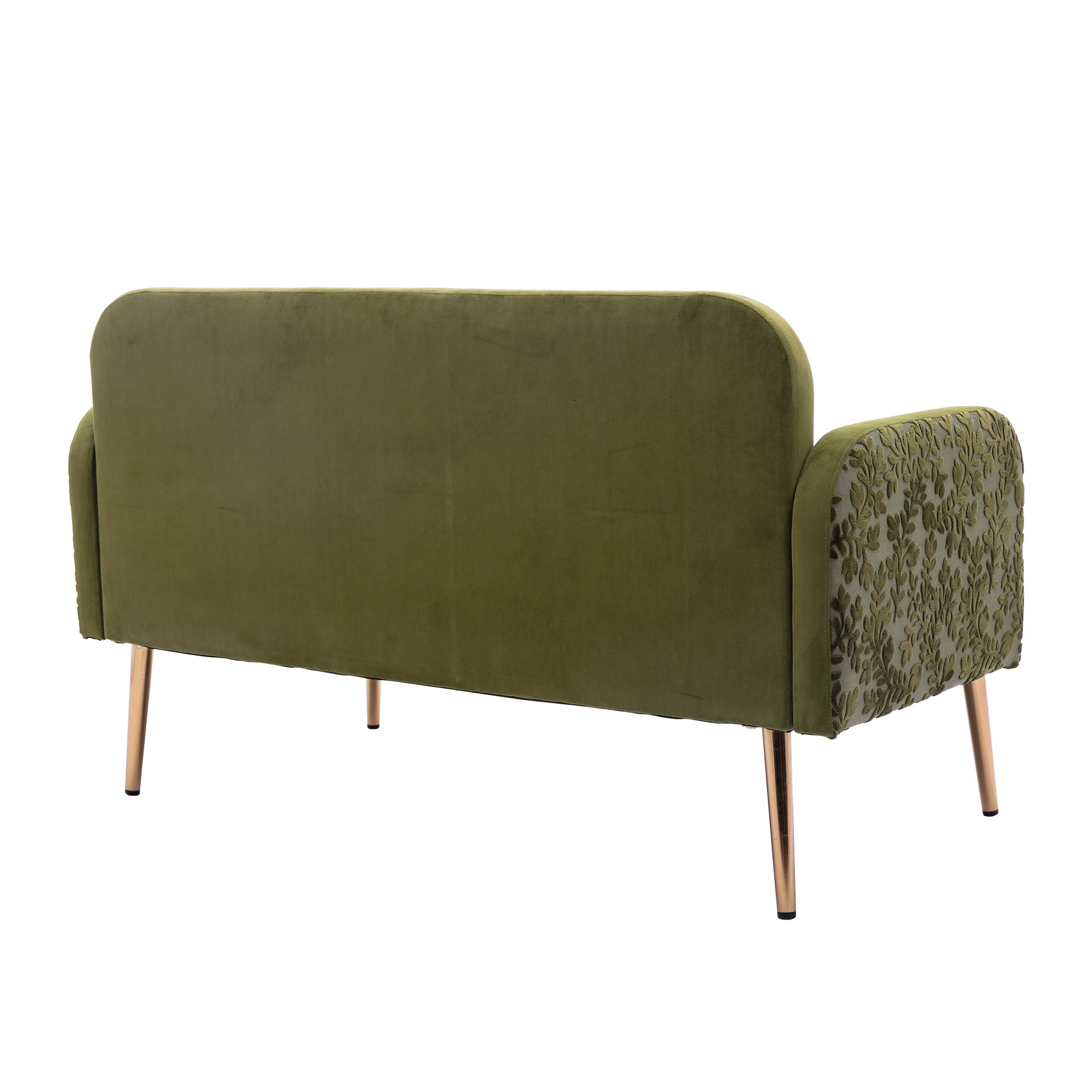 European Velvet Loveseat Sofa with Metal Feet - Green Olive