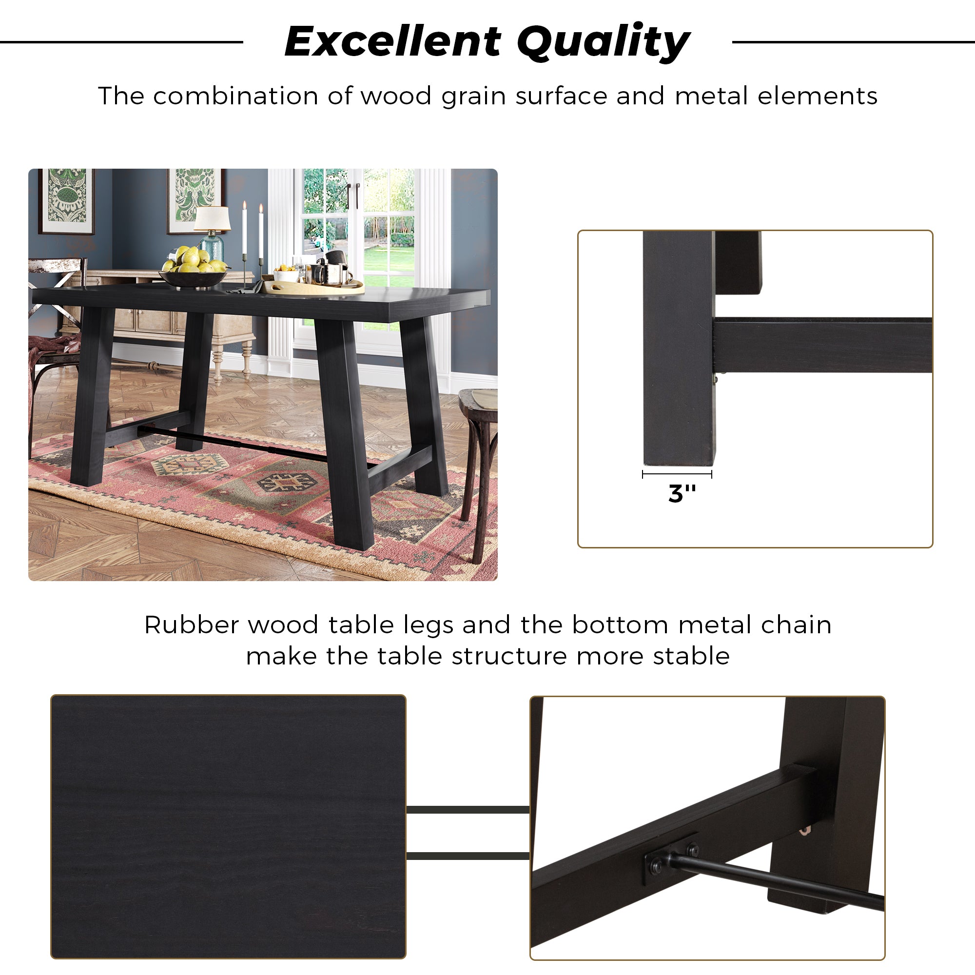 Dining Rectangular Table, Seats up to 6 - Espresso
