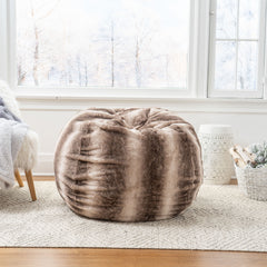Modern Glam Faux Fur 3 Foot Bean Bag - Oak Brown