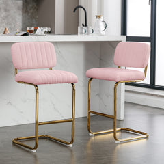 Modern Counter Height Bar Stools (Set of 2) - Pink