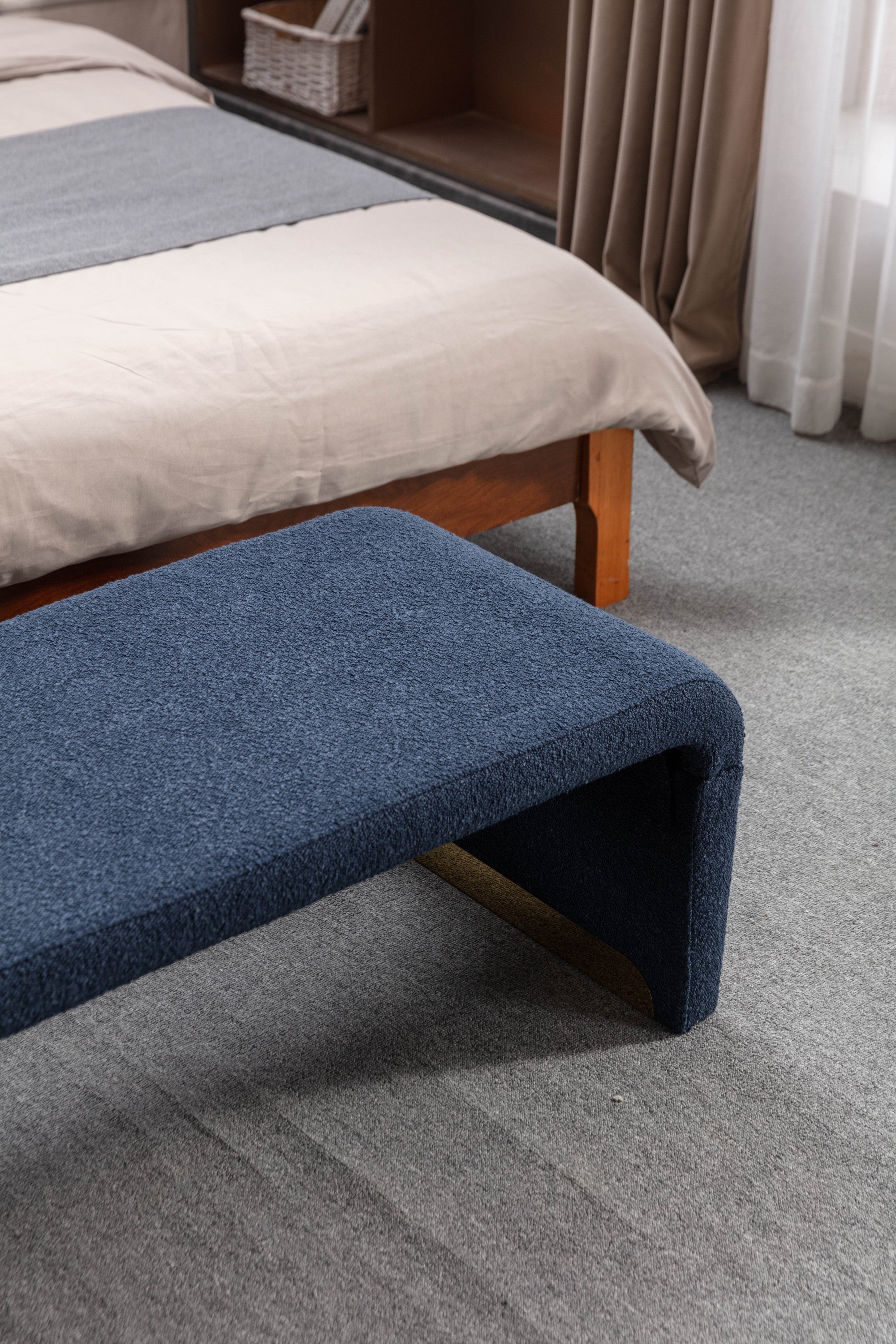 Boucle Fabric Bench