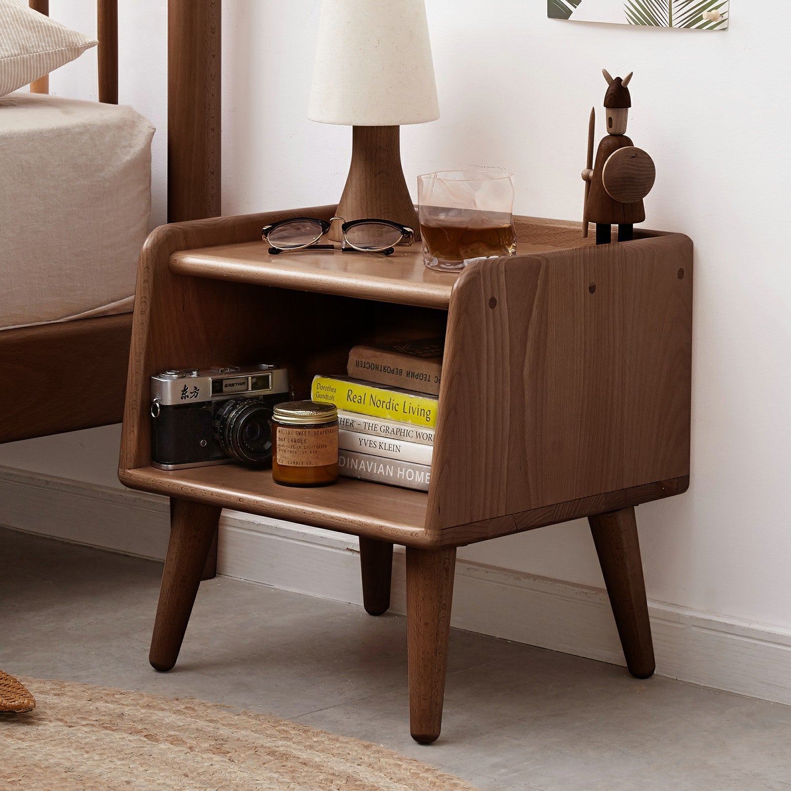 Solid Wood Bedside Nightstand European Style