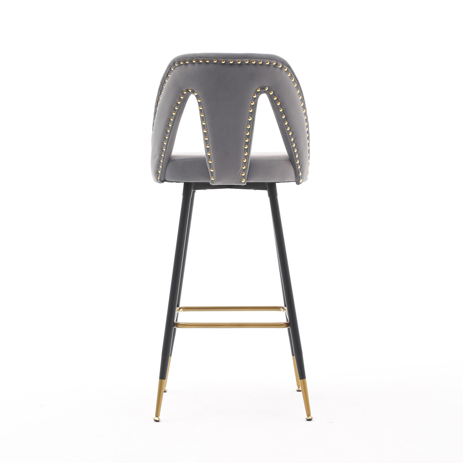 Contemporary Velvet Upholstered Connor 28" Bar Stool & Counter Stools - Set of 2 (Gray)