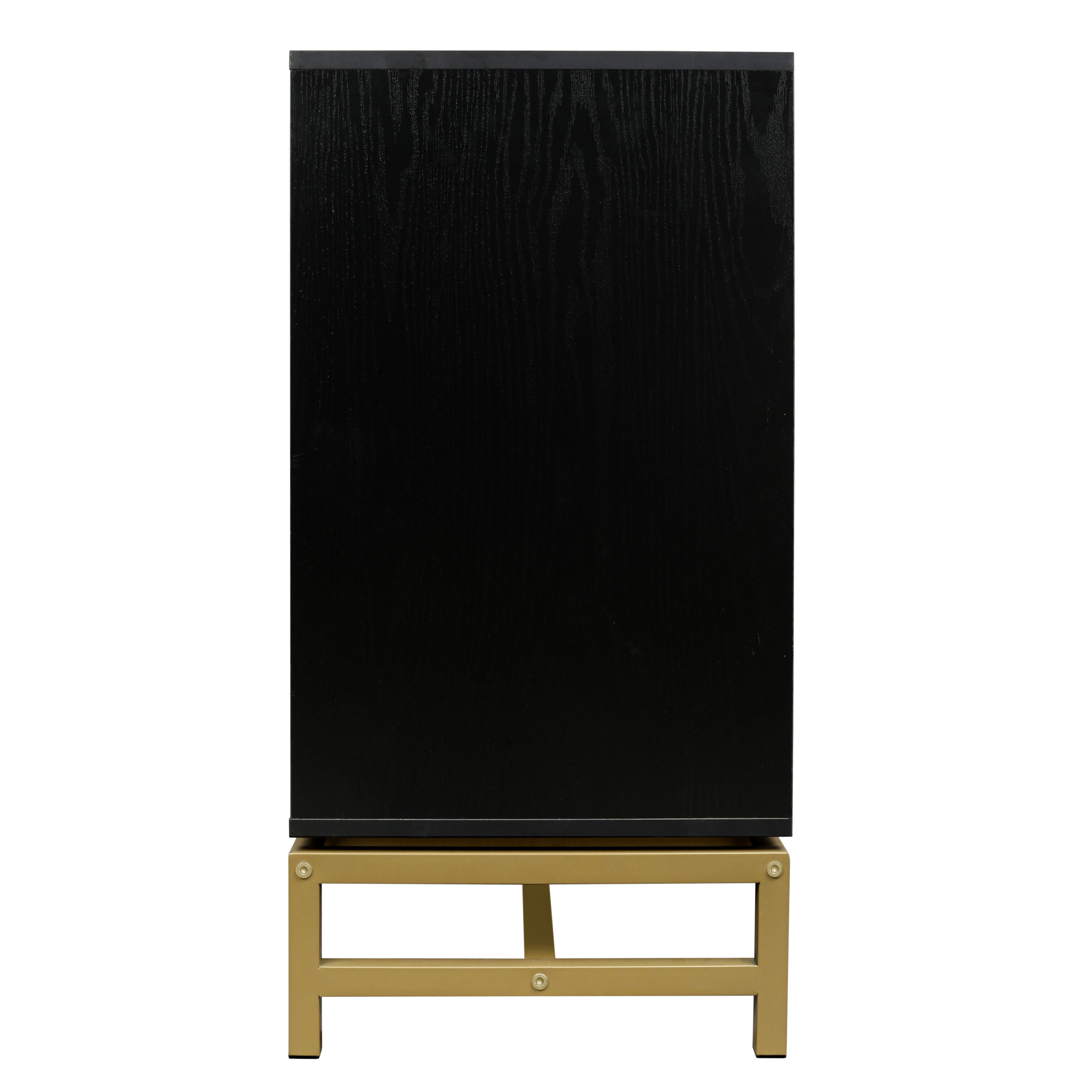 Natural Rattan 2 Door Cabinet - Black