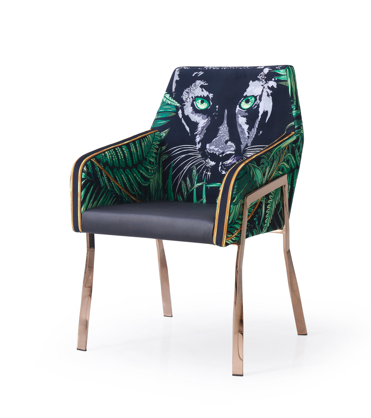 Fierce Panther Dining Chair - Black, Green & Rose Gold