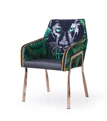 Fierce Panther Dining Chair - Black, Green & Rose Gold
