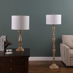 61.5" Wood Effect Polyresin Floor Lamp