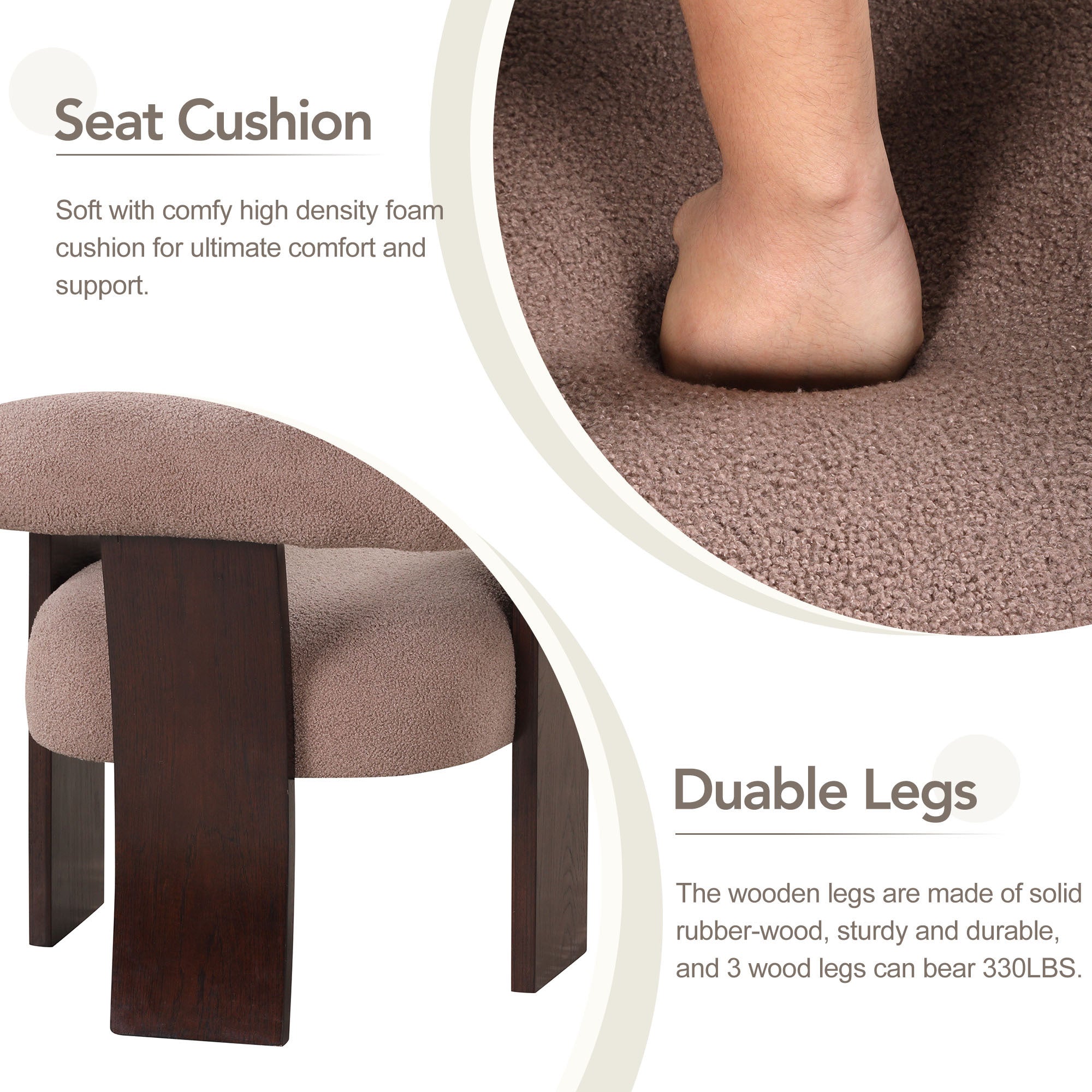 The Curved Wishbone Frame Accent Chair Teddy Velvet - Light Brown