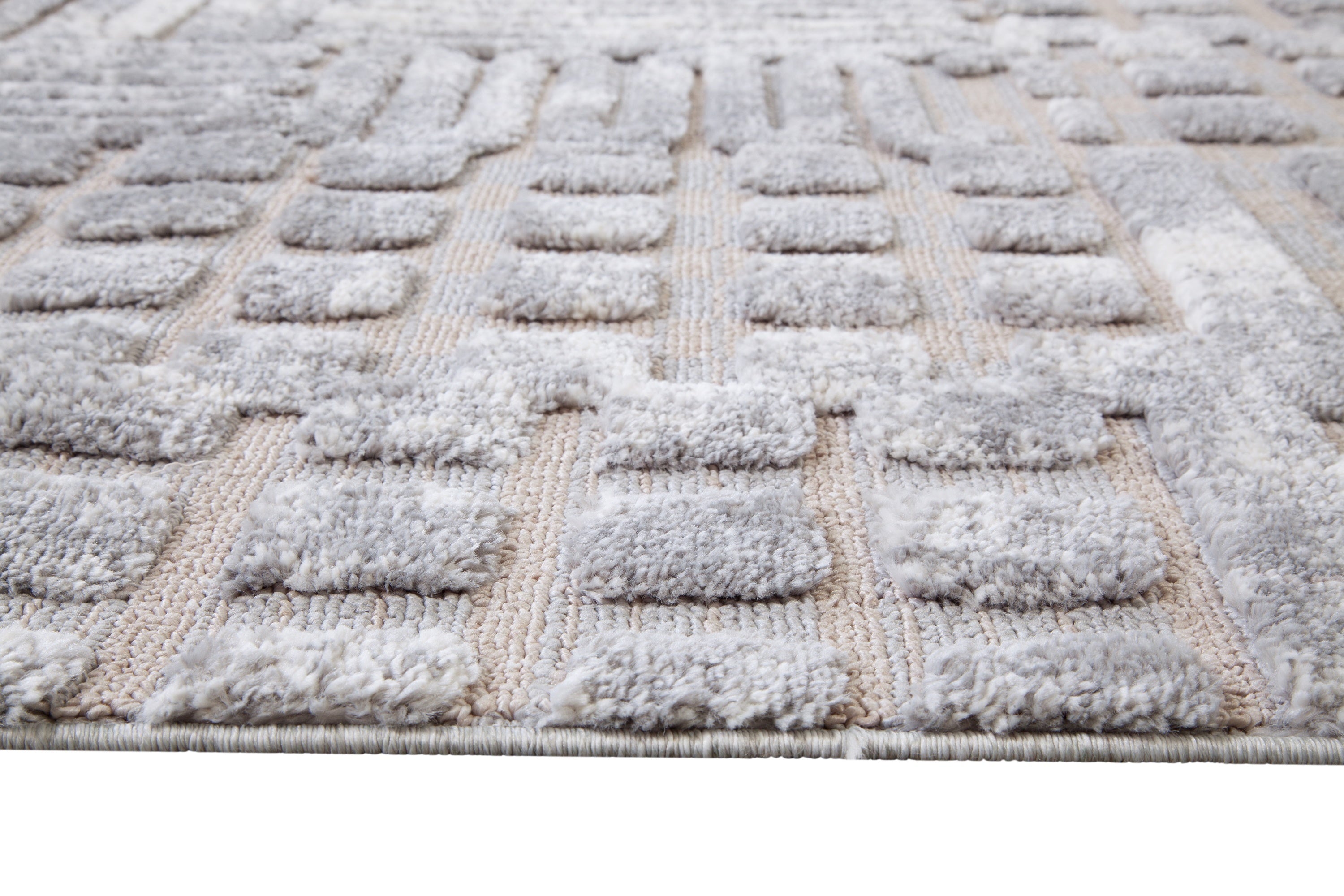 Graphics Gray and Beige Polyester Area Rug 5x8