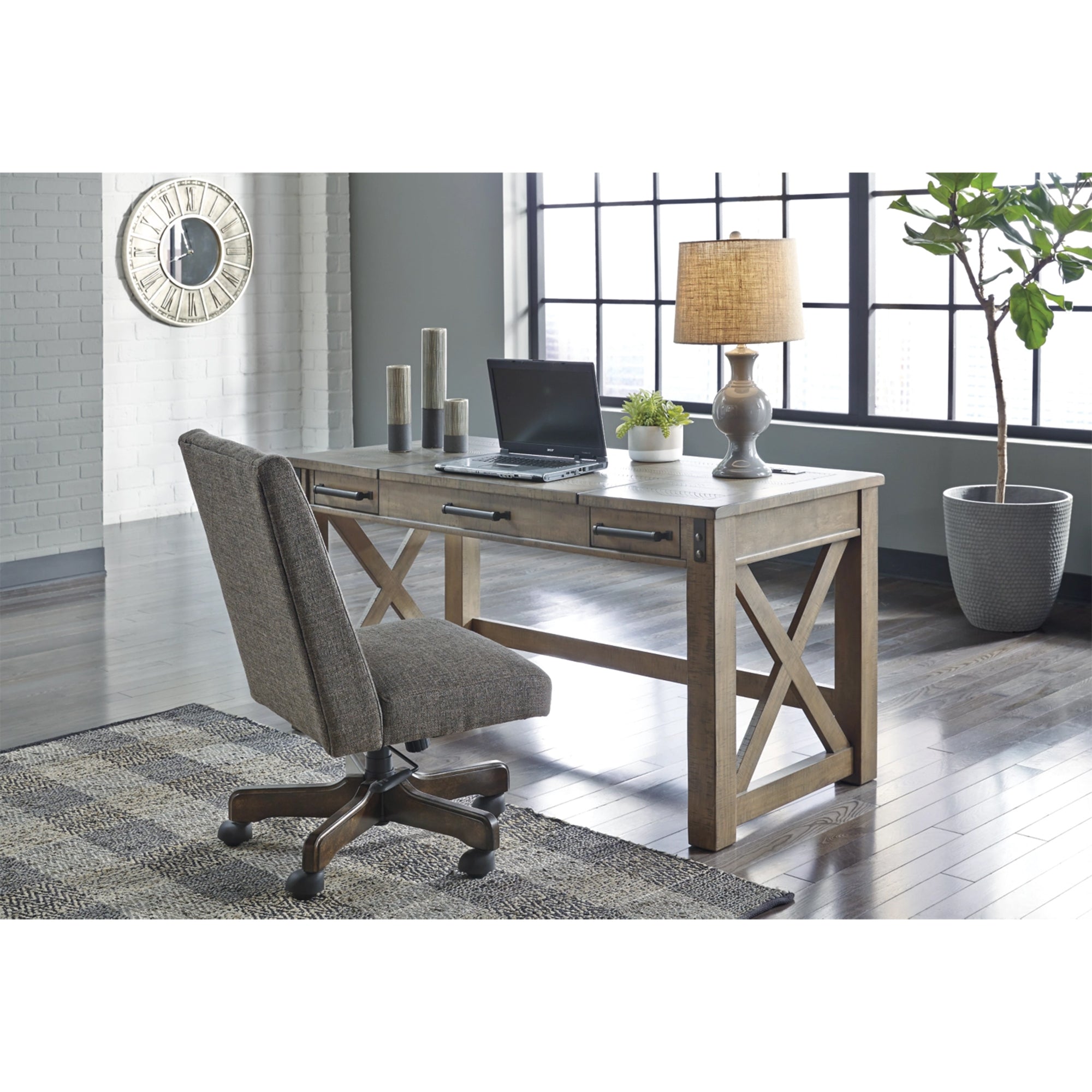Rustic Home Office Lift Top Desk - Gray