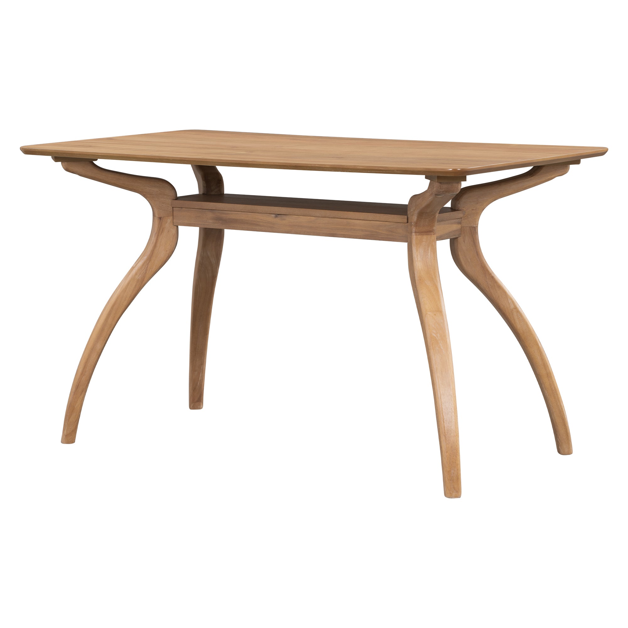 Elegant Rubber Wood Dining Table Set with Special-Shape Legs - Natural Wood Wash