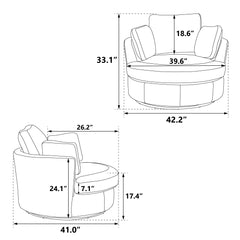 42.2" Cozy Club Chair, Swivel Barrel Chair With 3 Pillows, Swivel Round Sofa Modern Arm Chair - Light Camel