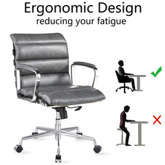 Modern Swivel Office Desk Chair Luxury Executive Boss Ergonomic Computer Chair - Antique Gray