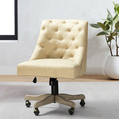 Modern Office Chair with Tufted Back - Beige