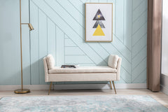 Simple Styled Ottoman Bench - Beige Velvet