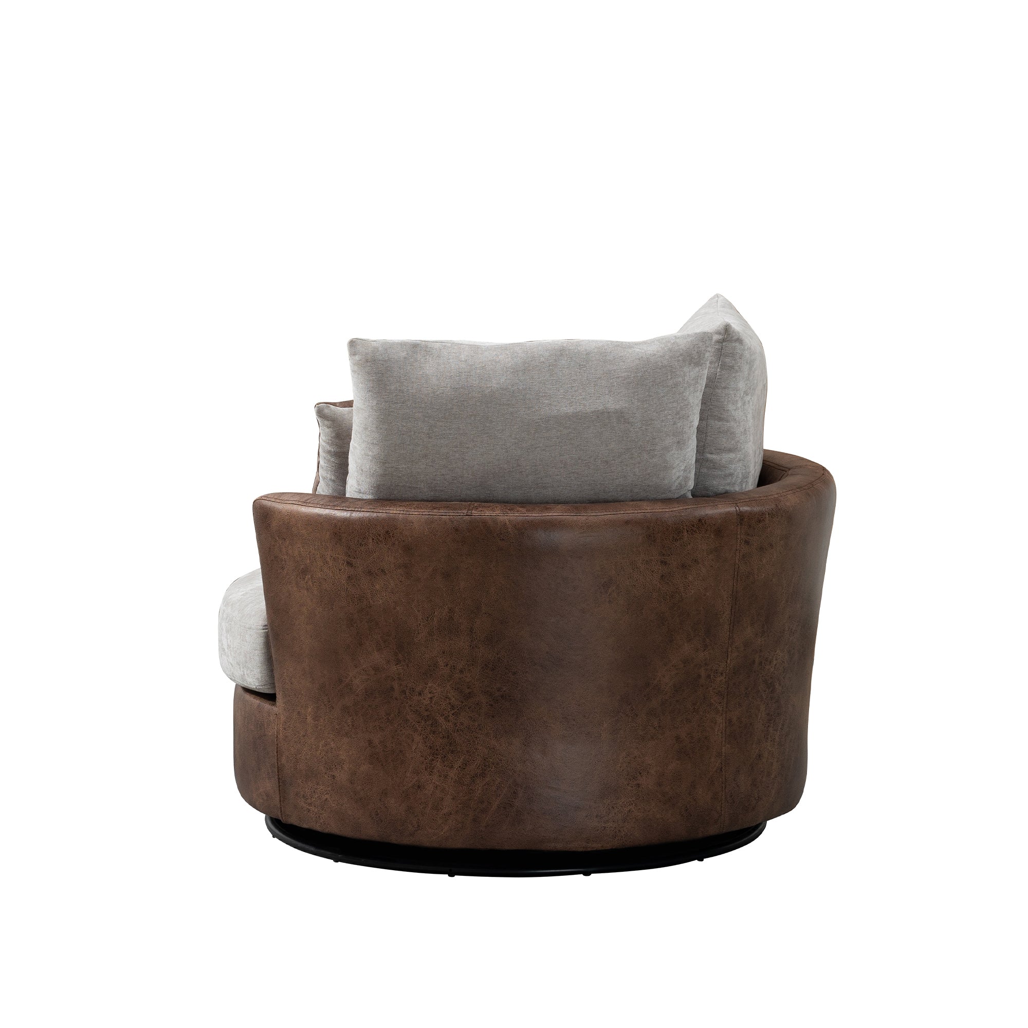 Accent Barrel Chair and Sofa With 4 Pillows 360 Degree Swivel Round Sofa- Light Gray