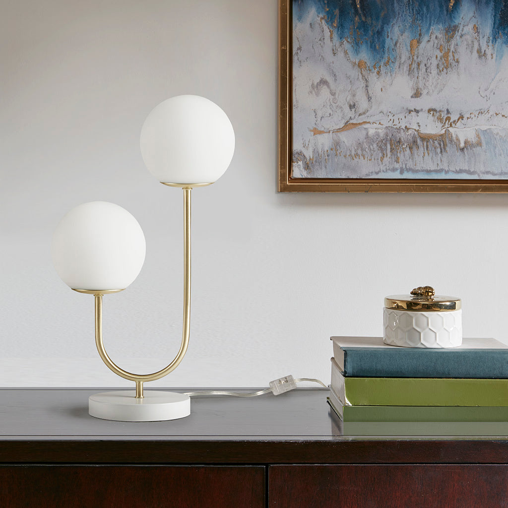 Zusa Metal 2-Light Globe Table Lamp - Gold
