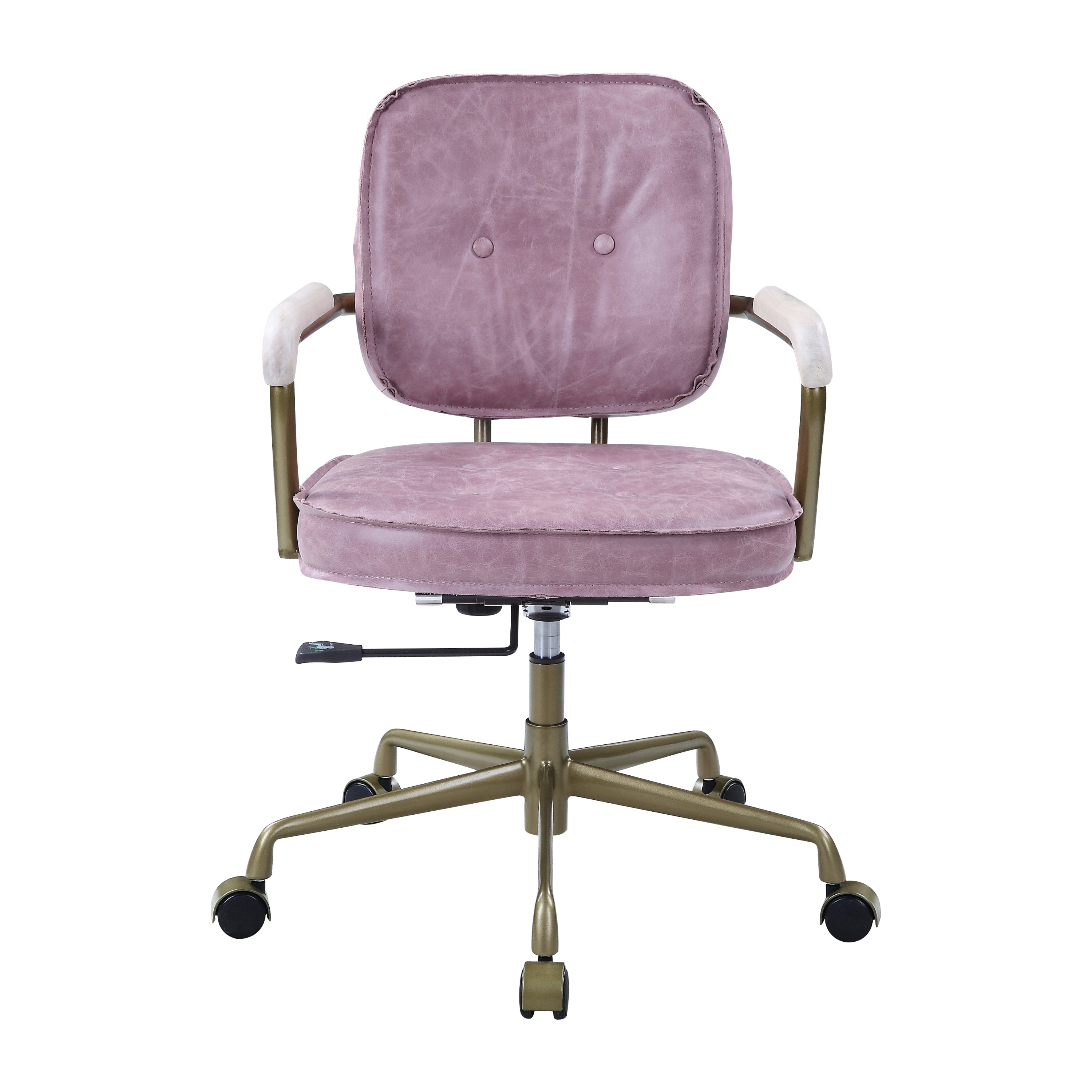 Vintage Office Chair, Top Grain Leather - Pink