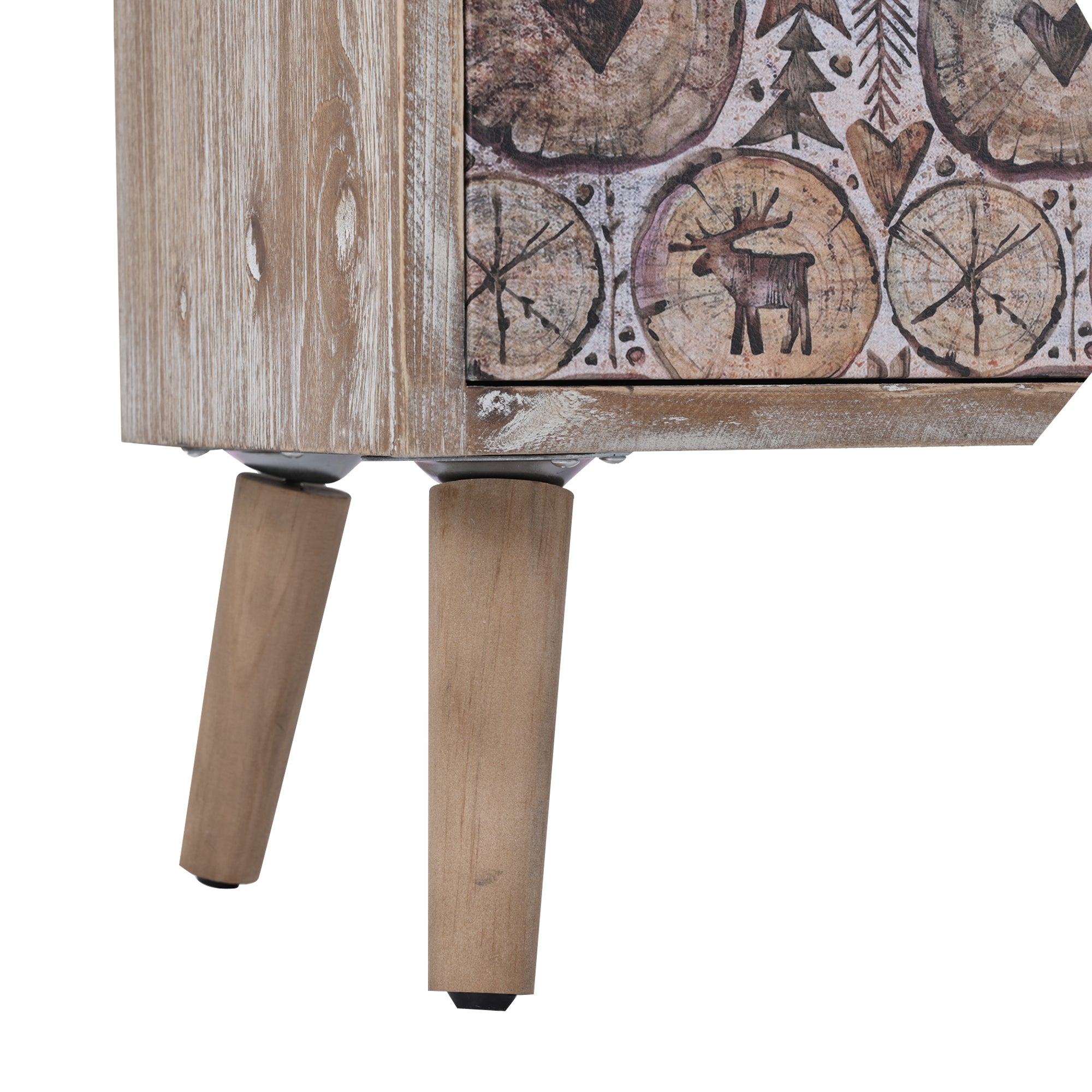 Accent Storage Cabinet with 8 Drawers, Modern Decorative Cabinet with Wood Frame and Colorful Pattern