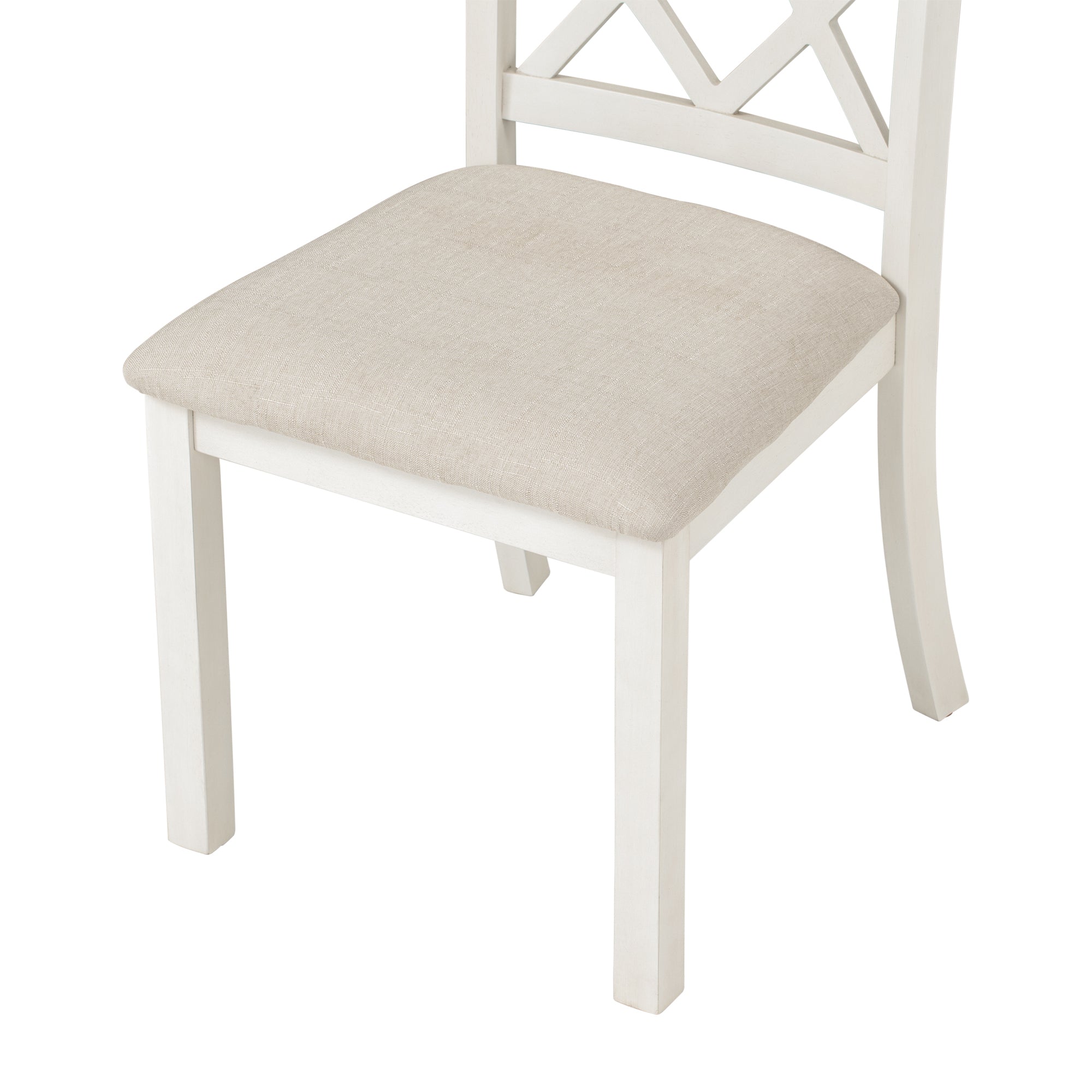 Solid Wood Upholstered Dining Chairs (Set of 4) - Beige
