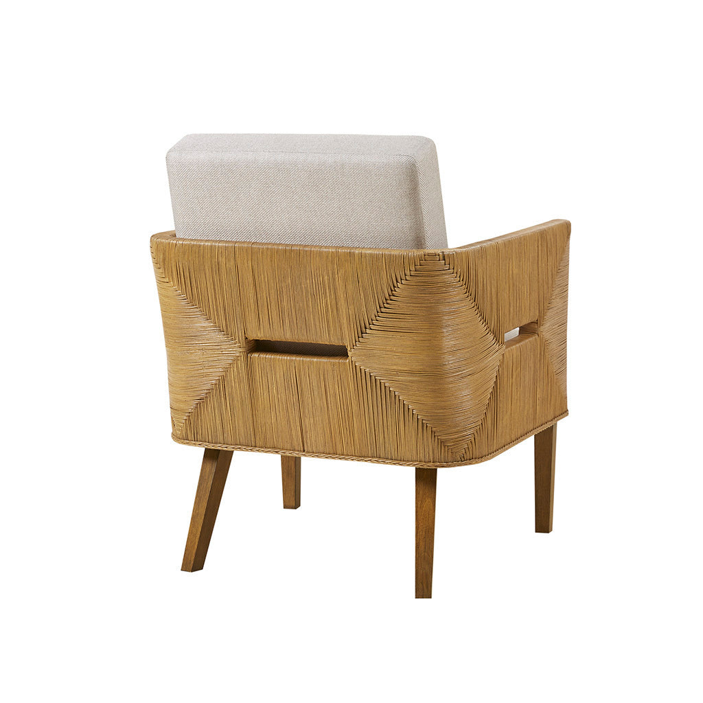 Blake Handcrafted Rattan Upholstered Accent Arm Chair - Natural