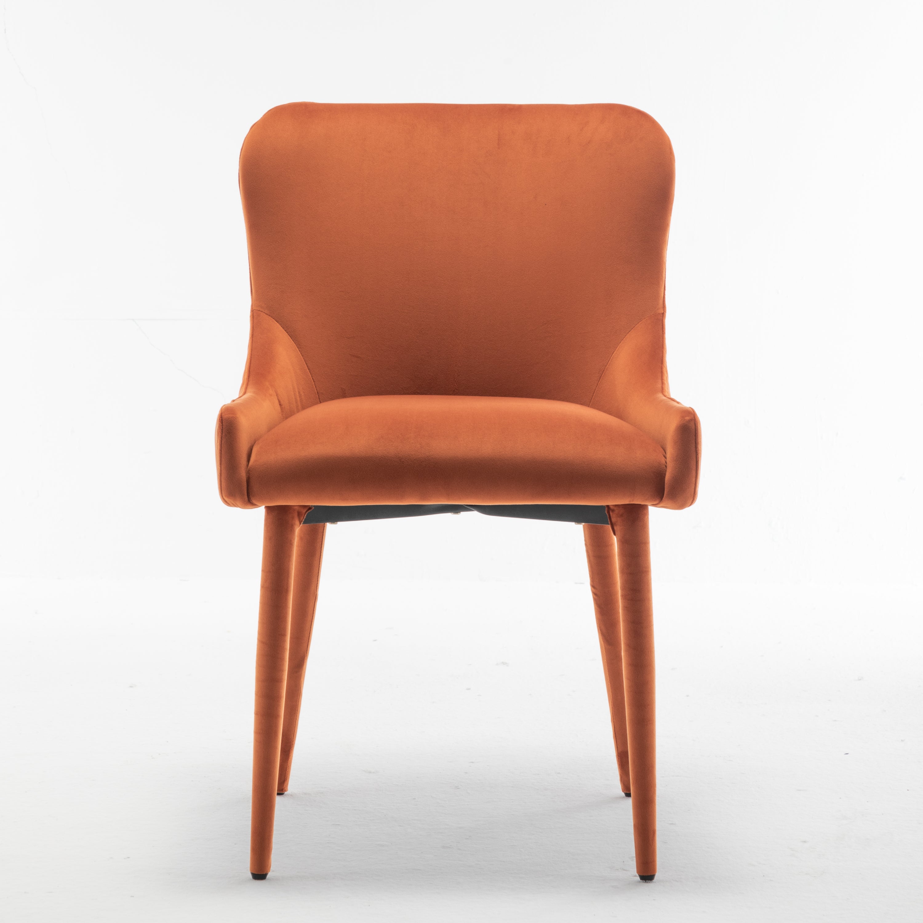 Velvet Dining Chair Flannel Wrapped Metal Leg Chair (Set of 2) - Orange
