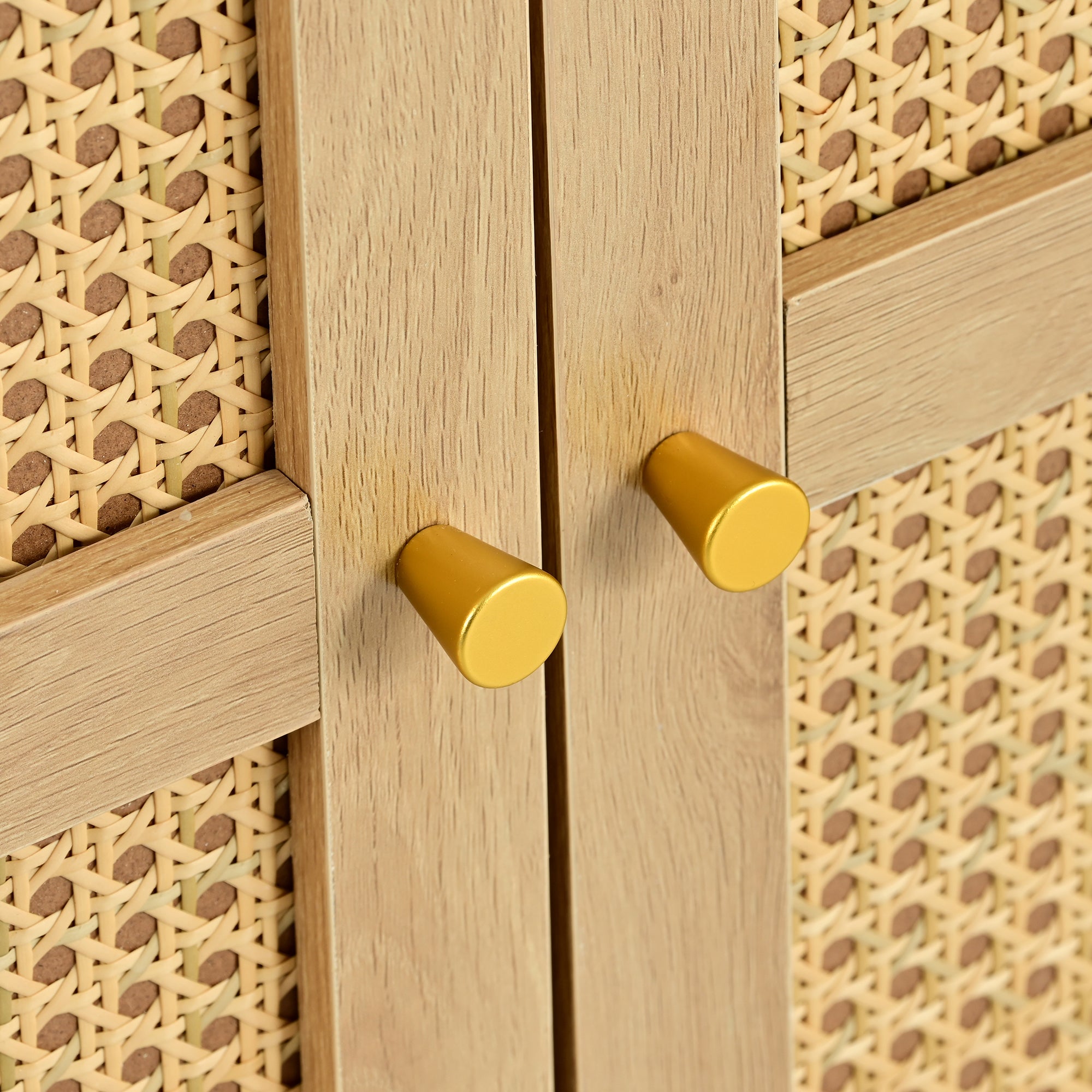 Rattan Cabinet with Adjustable Shelves and Storage