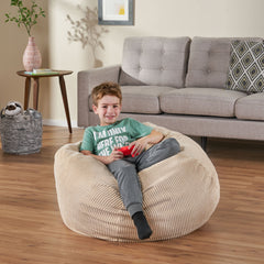Modern Corduroy 3 Foot Beanbag - Ivory