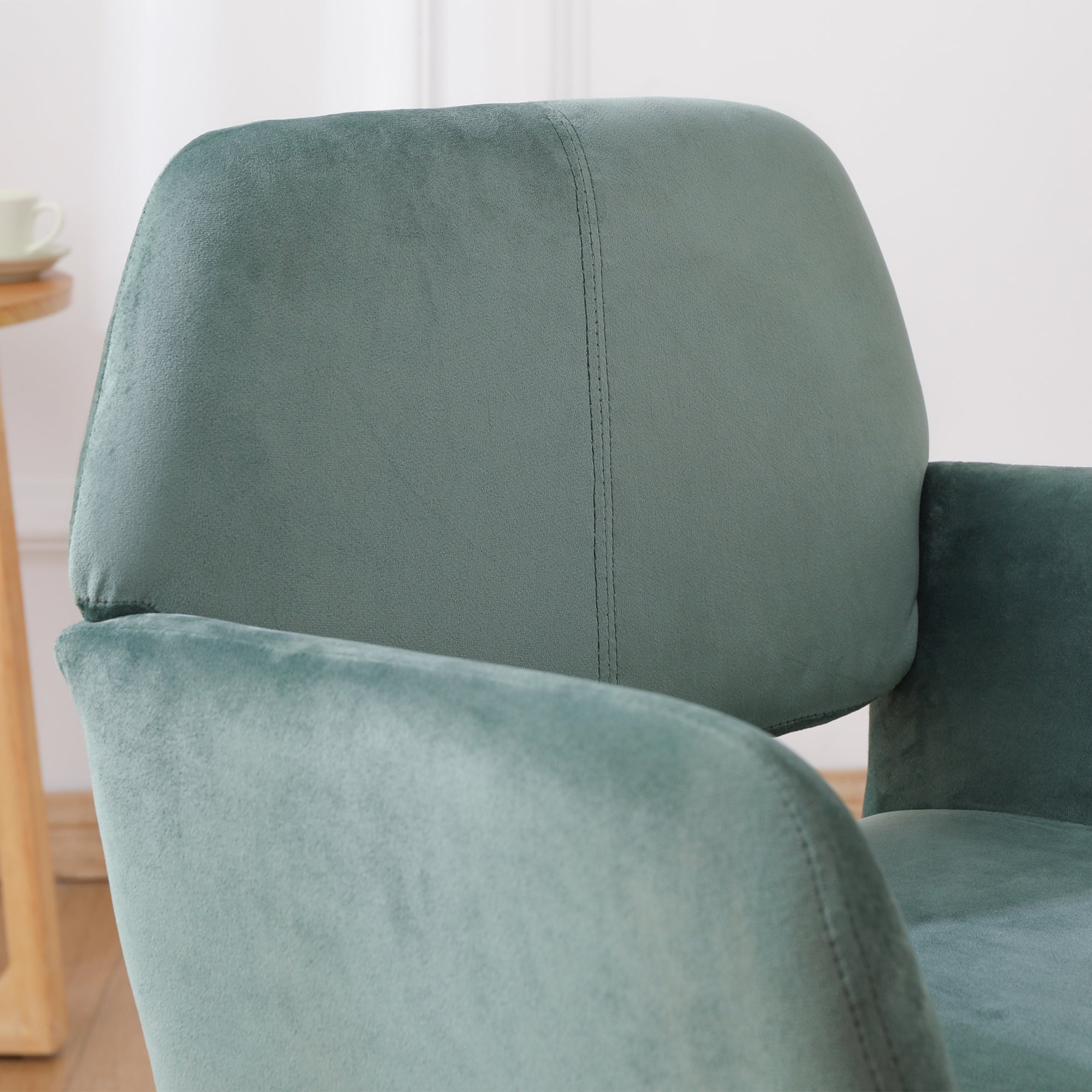 Velvet Dining Chair with Metal Leg - Green + Beech Wooden Printing Leg