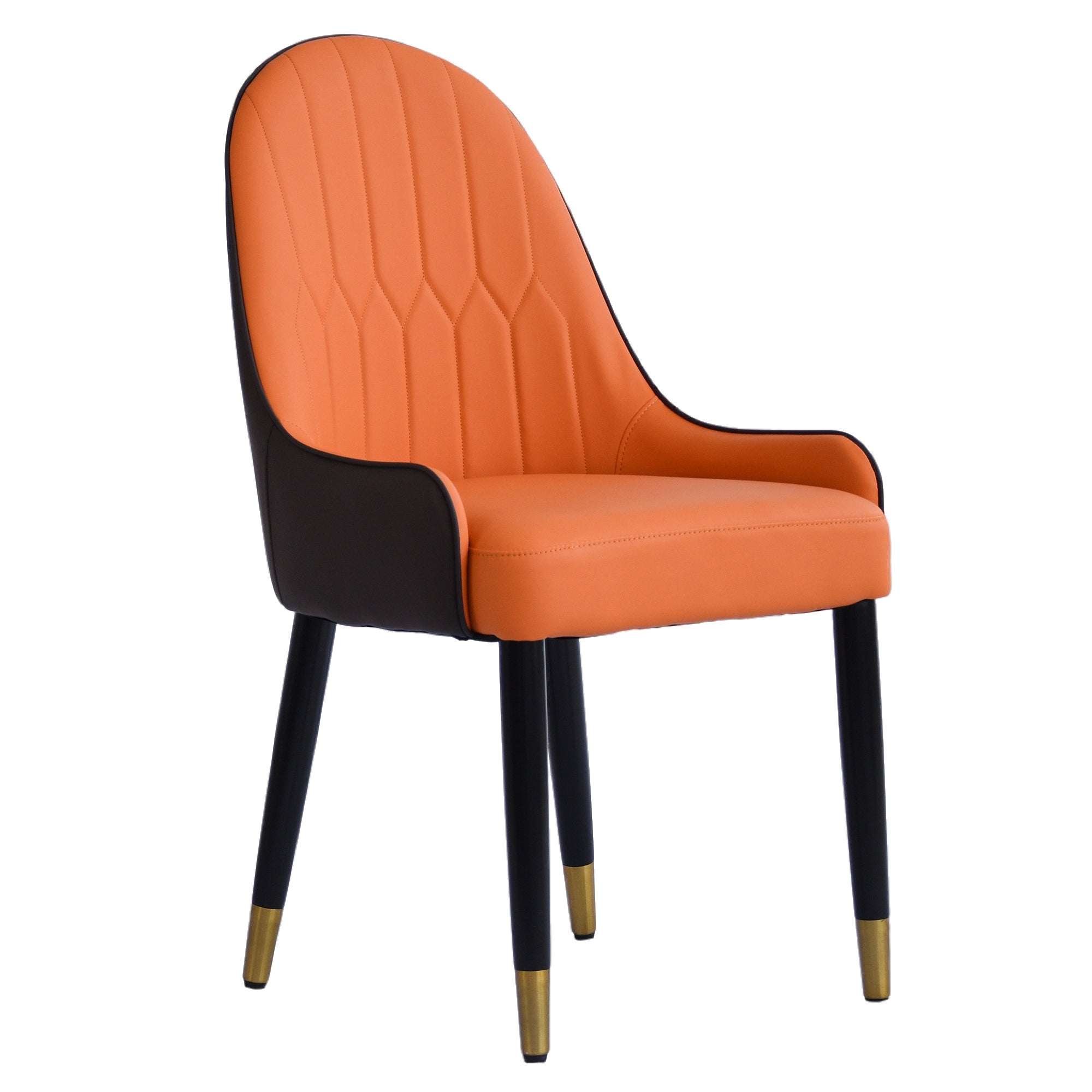 Modern PU Sponge-filled Dining Chairs (Set of 2) - Black and Orange