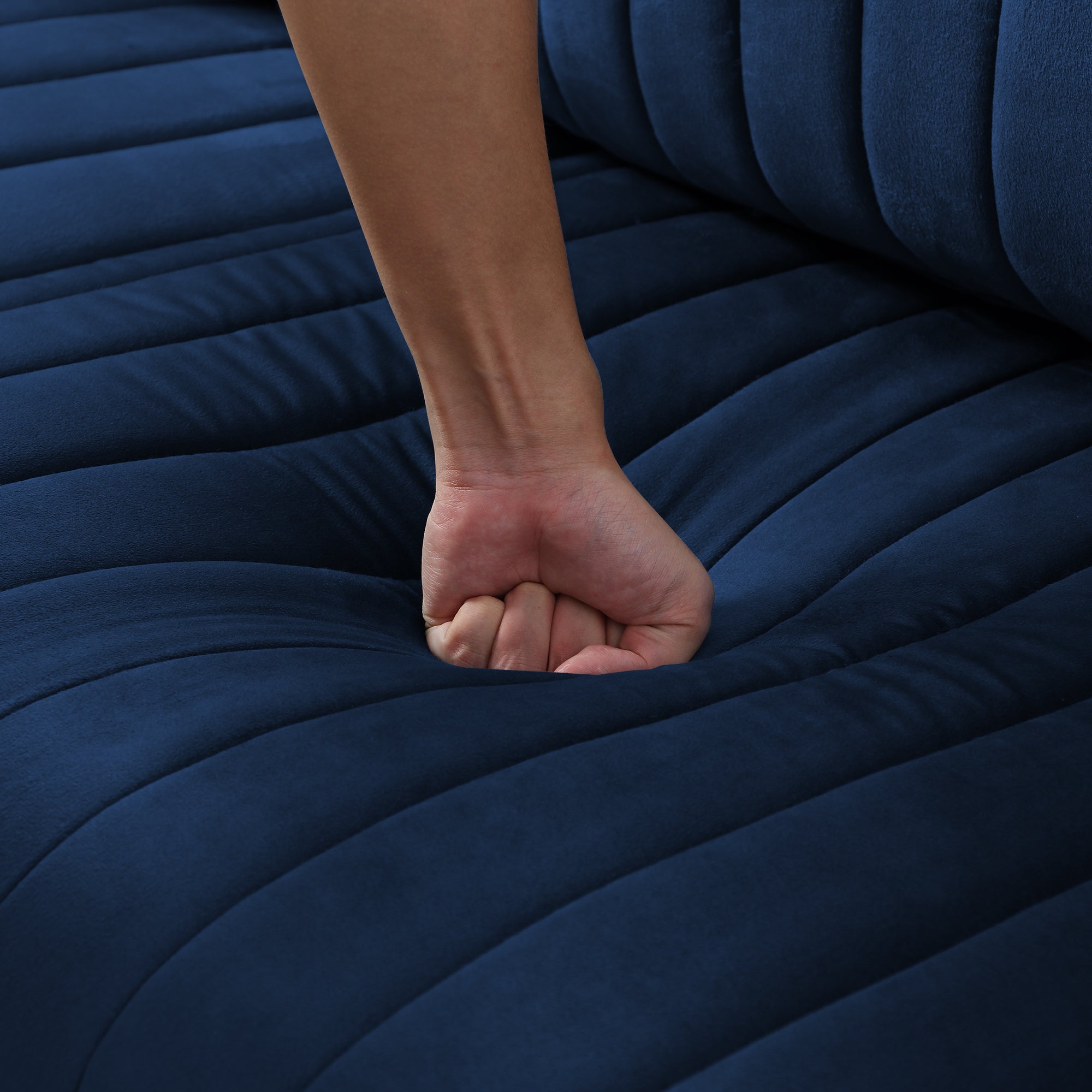 Velvet Accent Chair with Gold Legs - Navy Blue with 1 Throw Pillow