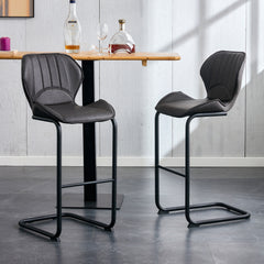 Modern Design Barstool with Metal Legs (Set of 4) - Dark Brown