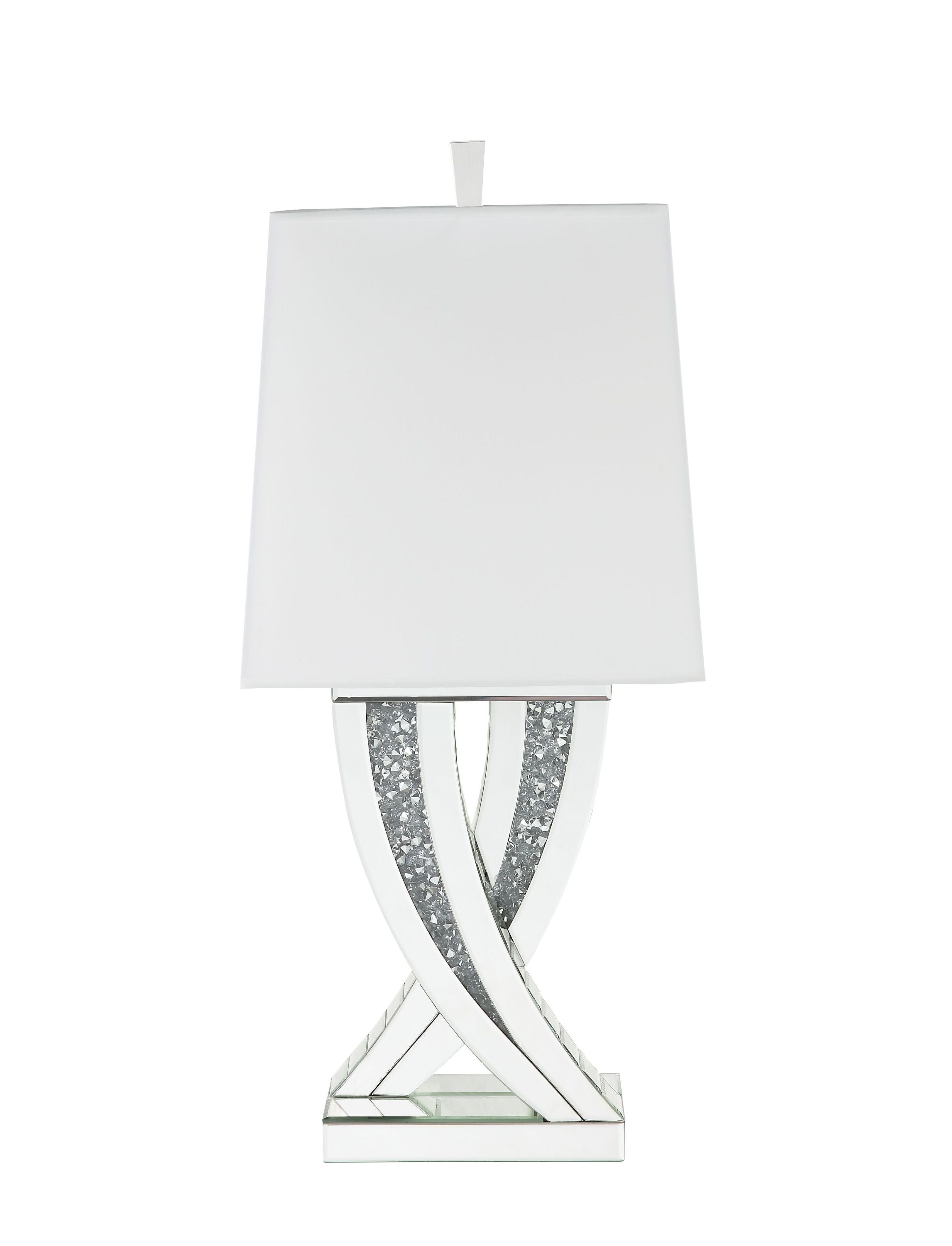 30'' Silver Table Lamp, Mirrored & Faux Diamonds