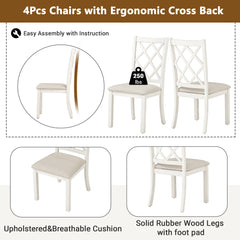Solid Wood Upholstered Dining Chairs (Set of 4) - Beige