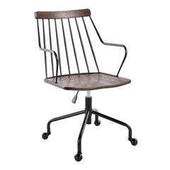 Farmhouse Adjustable Office Chair - Black Metal and Walnut Wood