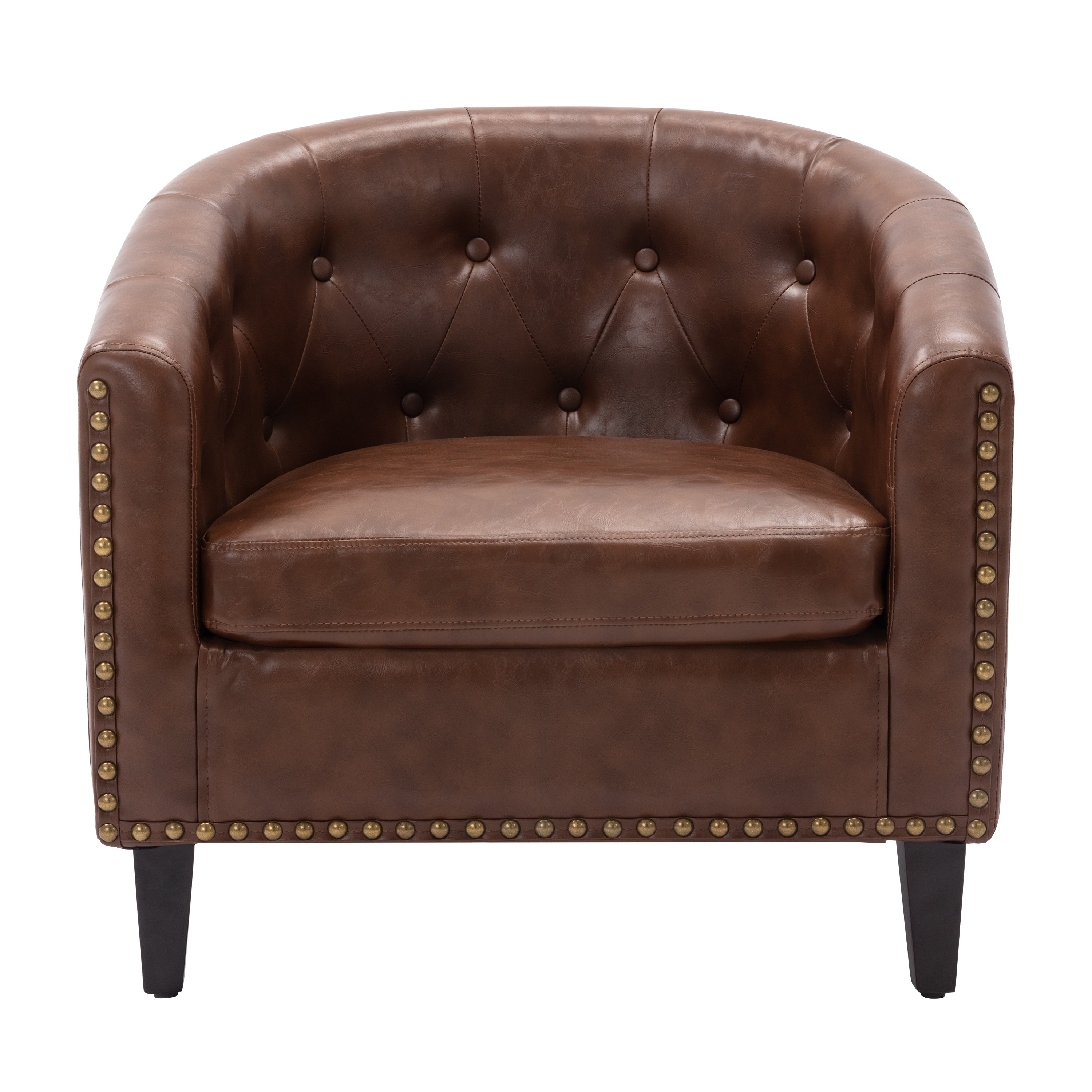 Elegant Club Chair Tufted Barrel Chair - Dark Brown