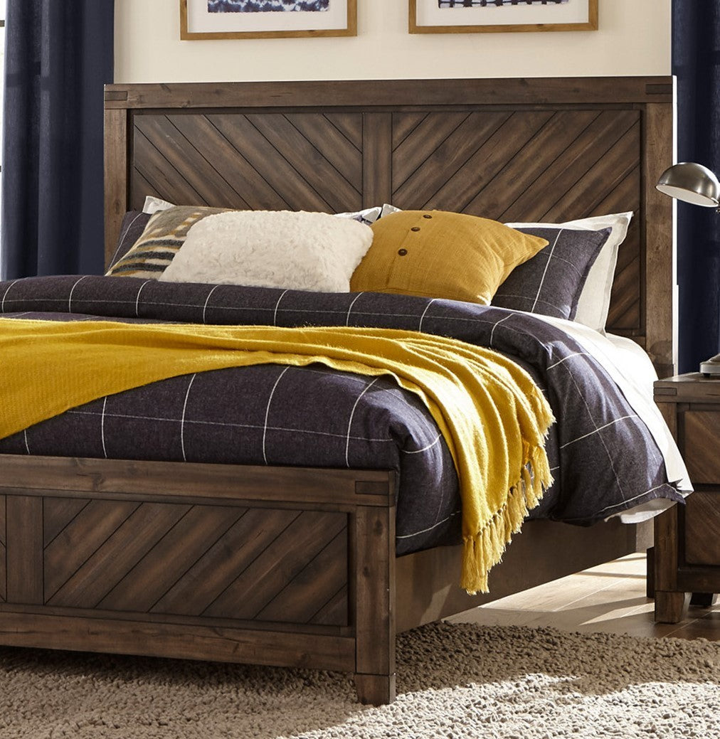 Modern-Rustic Design 1pc Eastern King Size Bed - Distressed Espresso Finish