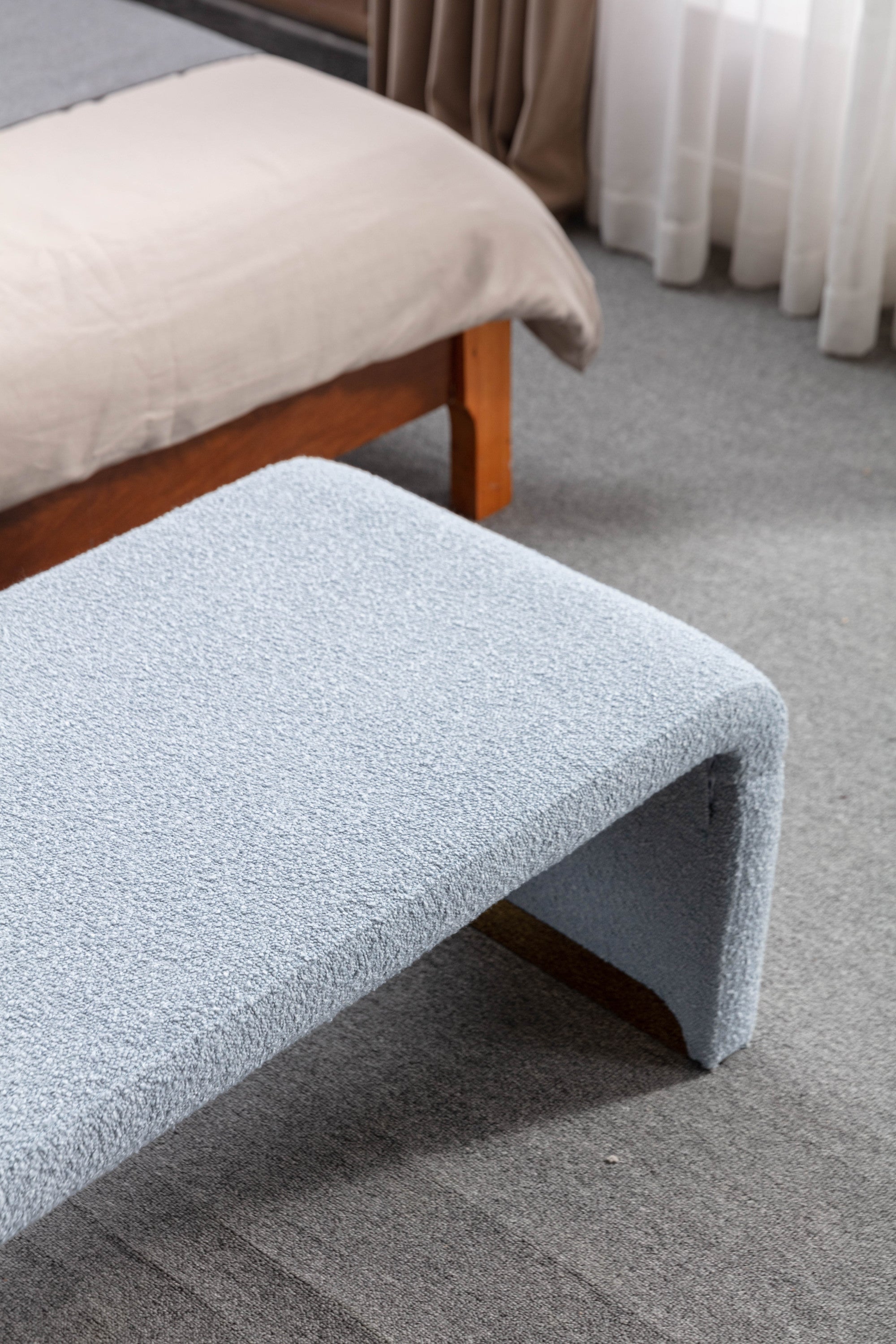 Boucle Fabric Bench
